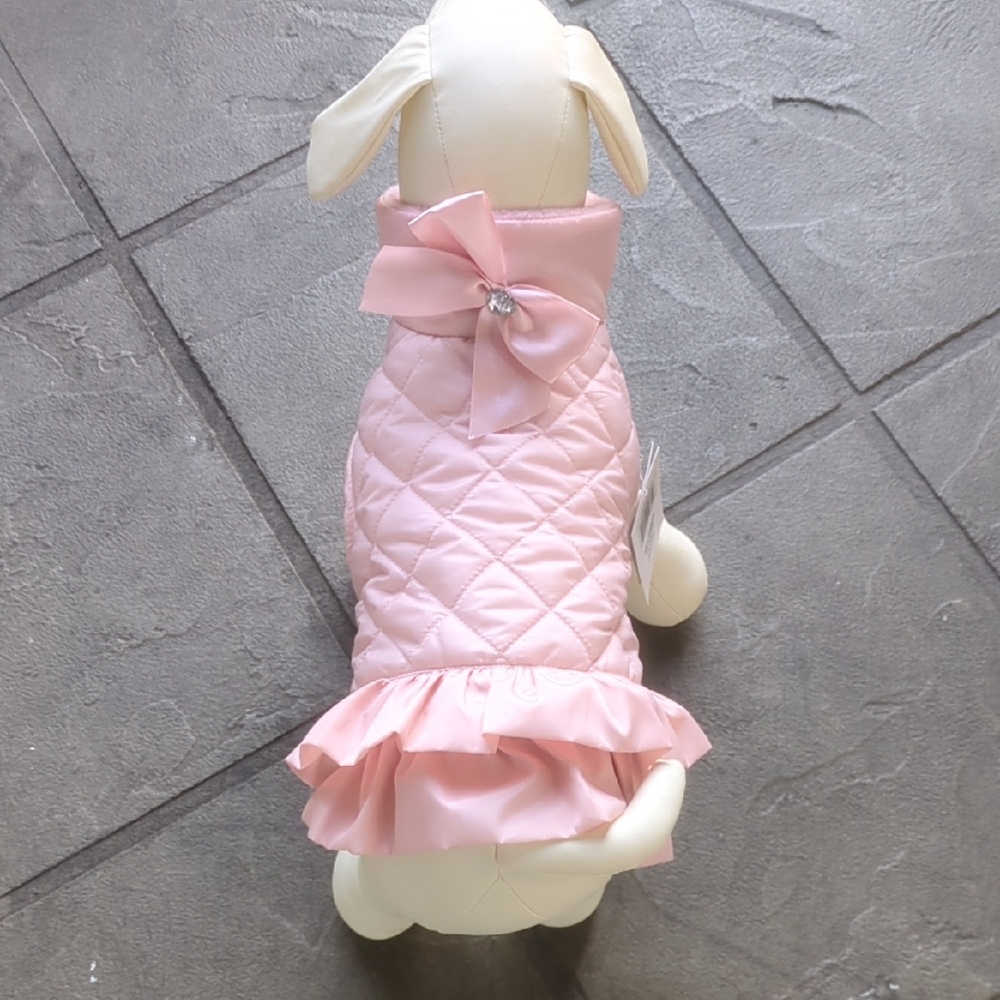 Posse Pink Ruffled Tie Front Sleeveless Dress For Dog/Cat Between 7 & 12 Pounds.